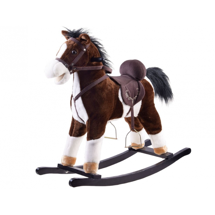 Hojdací koník Pony interaktívny 74 cm - tmavo-hnedý